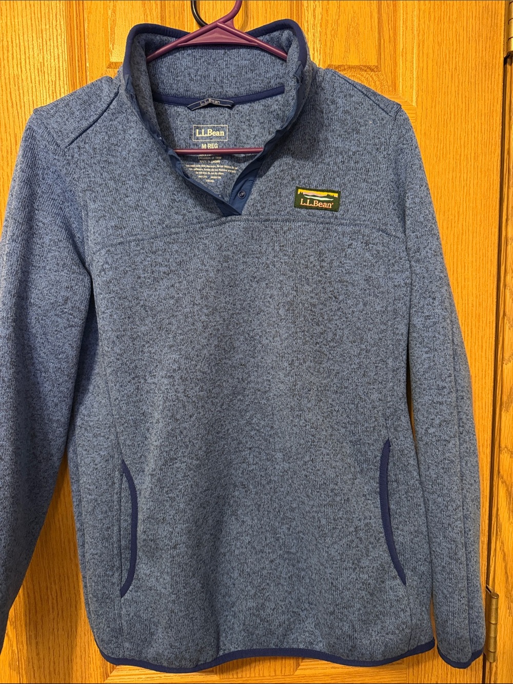 L.L. Bean Heathered Blue Women's Quarter-Snap Pullover Sweater